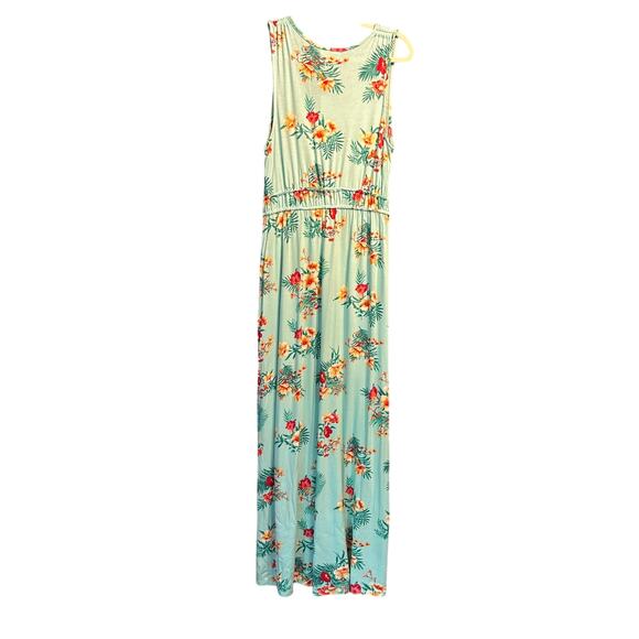 NWT Olive + Oak Size Medium Boho Cottage Maxi Dress Mint Green Floral Knit Comfy - Picture 2 of 9
